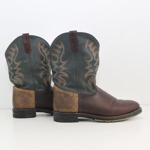 Double H Roper Cowboy Boots Leather Green Brown 12
